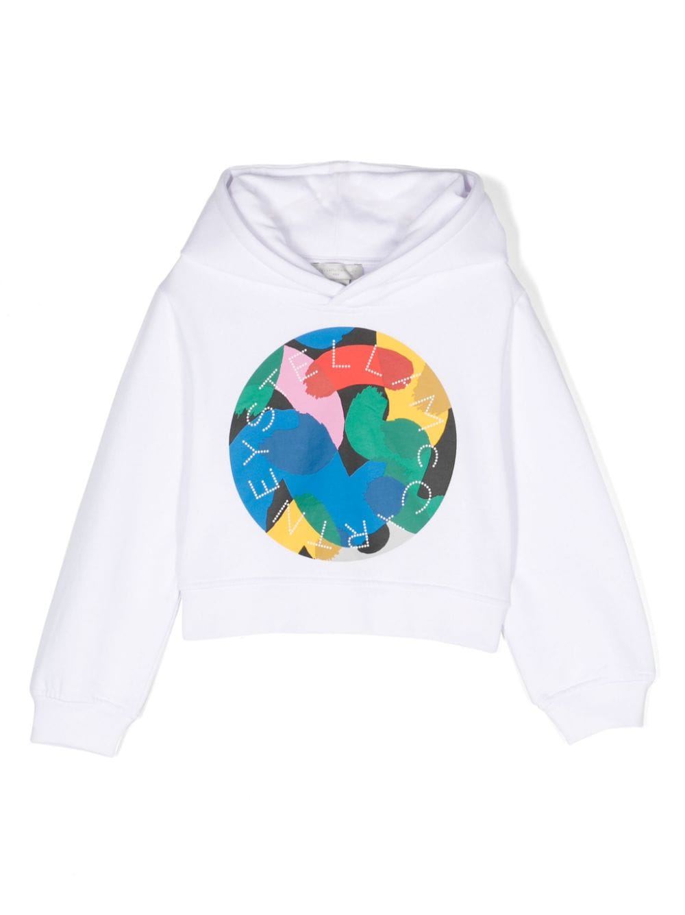 Felpa bianca e multicolor bambina con logo