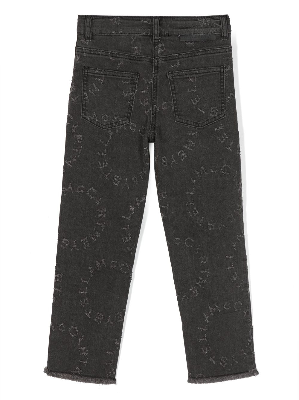 Pantaloni jeans grigio scuro bambina con ricamo