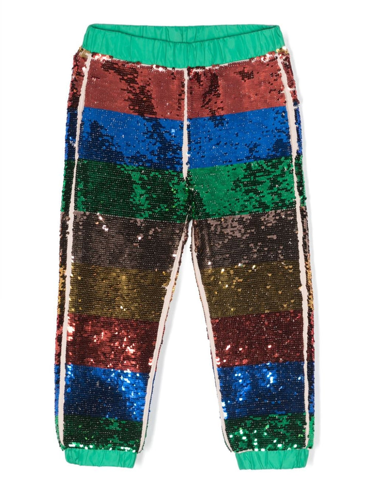 Pantaloni sportivi multicolor bambina con paillettes