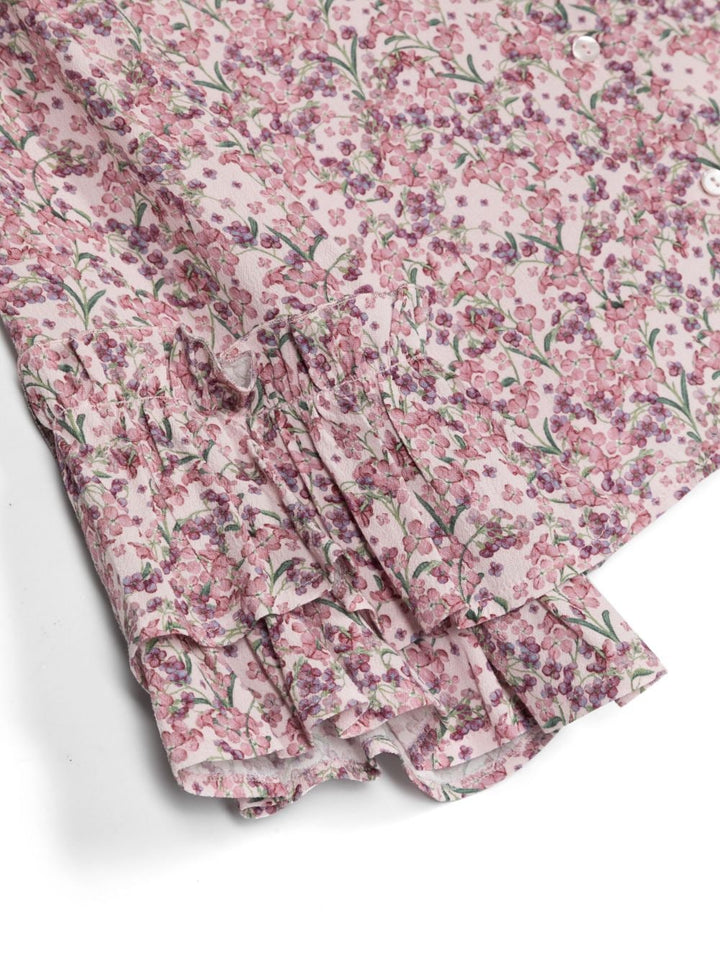 Chemise fille thème fleur rose clair
