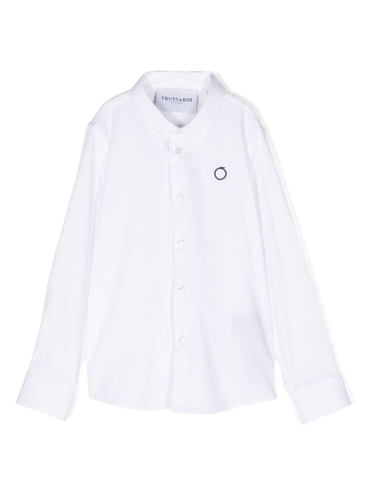 Chemise enfant blanche avec logo brodé