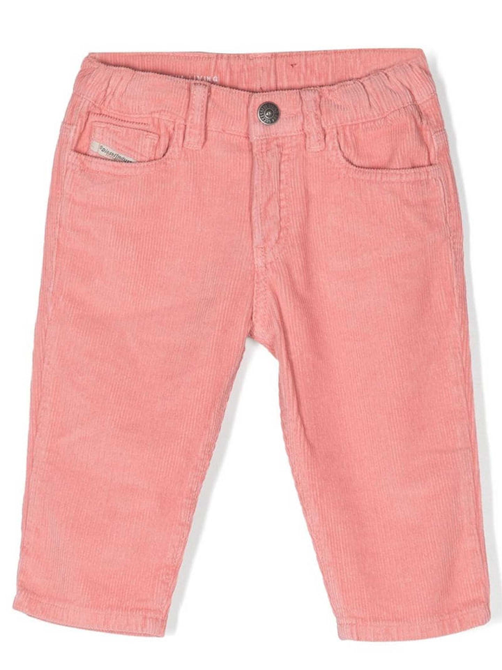 Pantaloni rosa bambina a coste