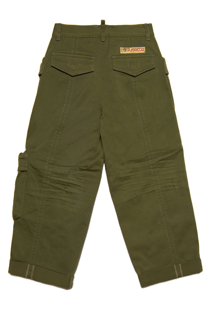 Pantalone verde bambina,con cinque tasche
