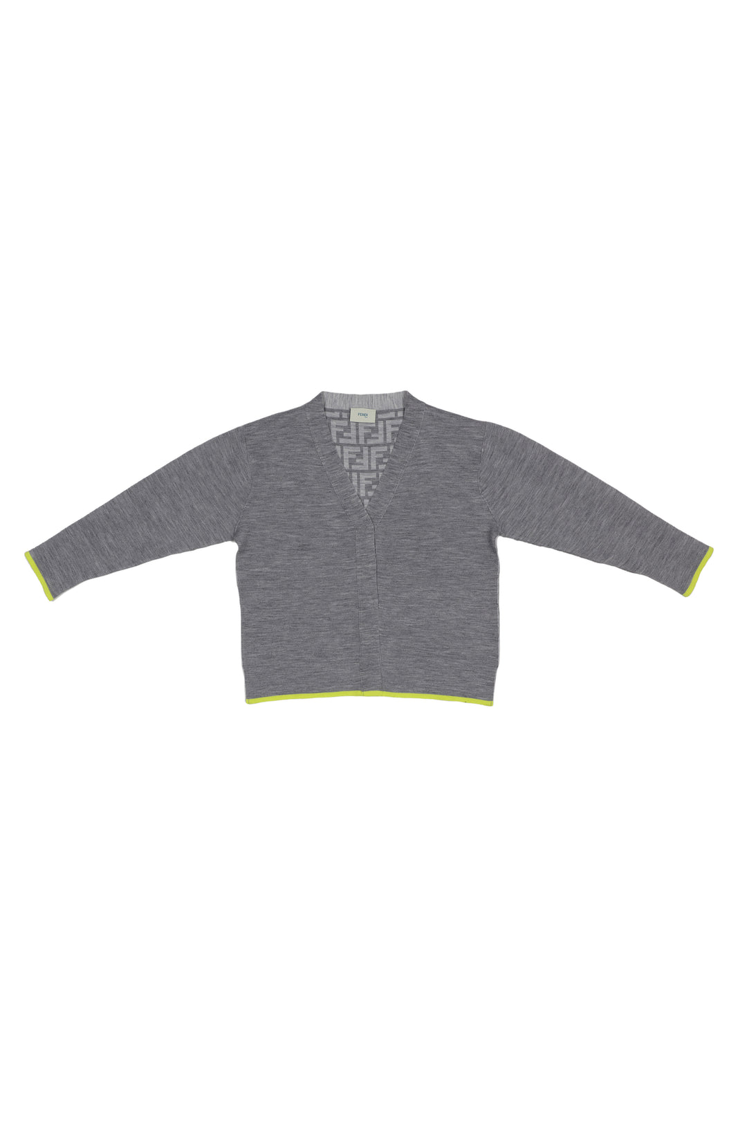 Cardigan grigio,reversibile,con logo tramato