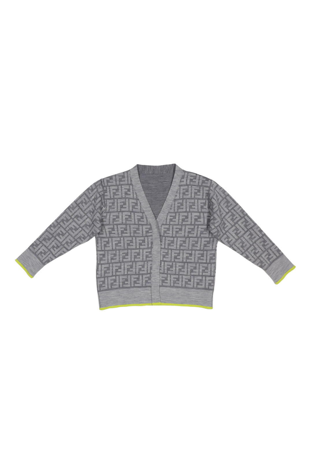 Cardigan grigio,reversibile,con logo tramato