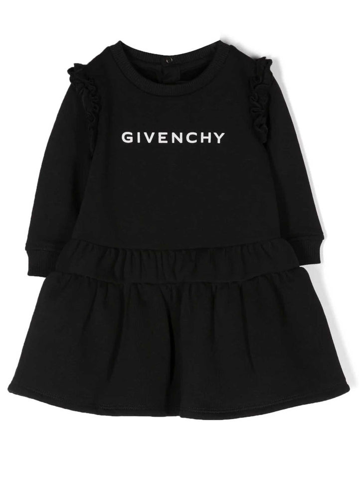 Robe fille noire avec logo blanc