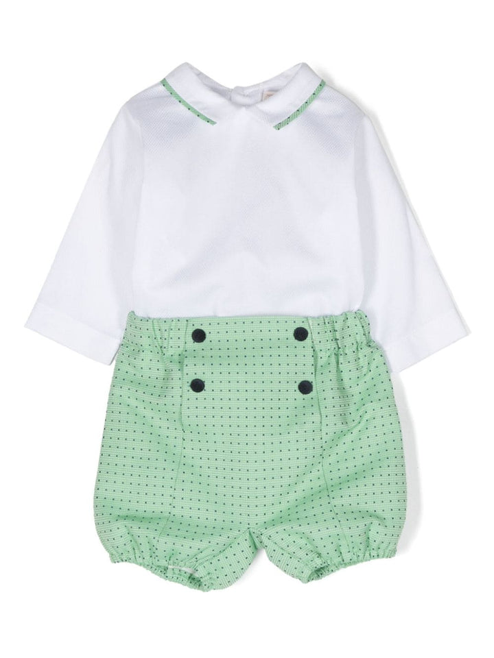 Completo bianco e verde menta neonata
