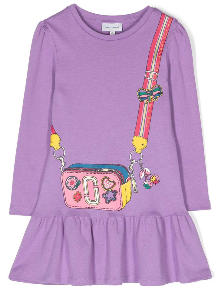 Robe fille glycine à manches longues et imprimé multicolore