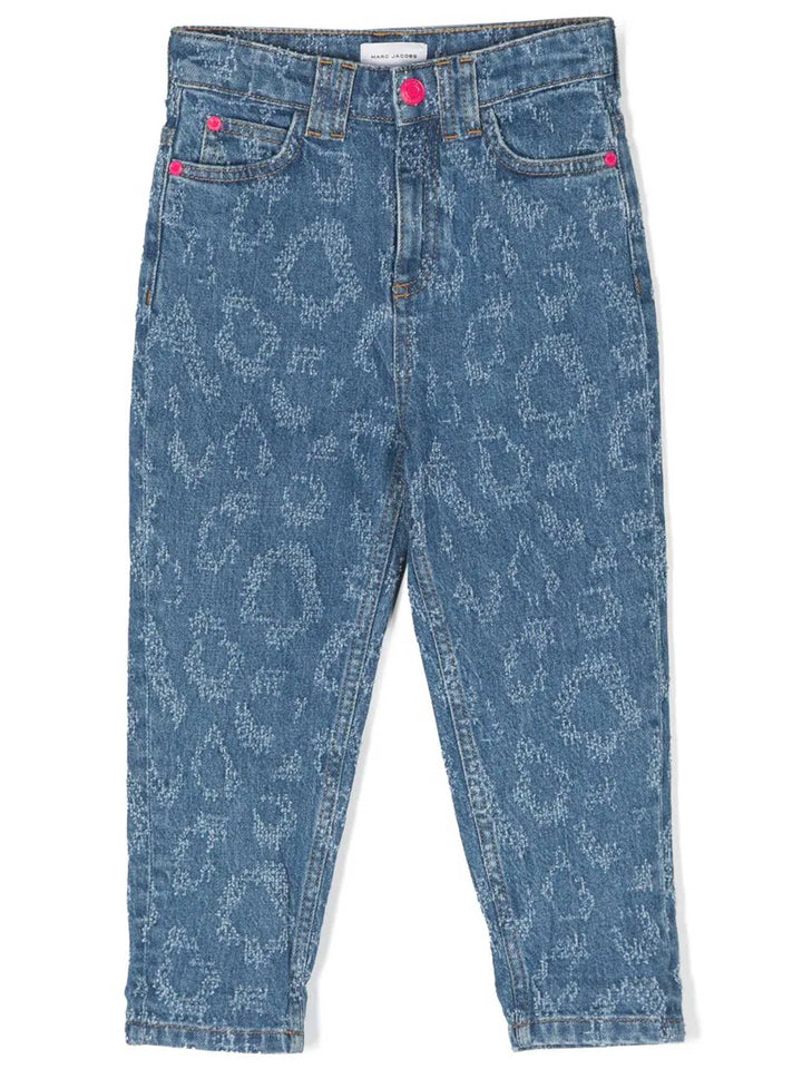 Jeans denim blu bambina con stampa