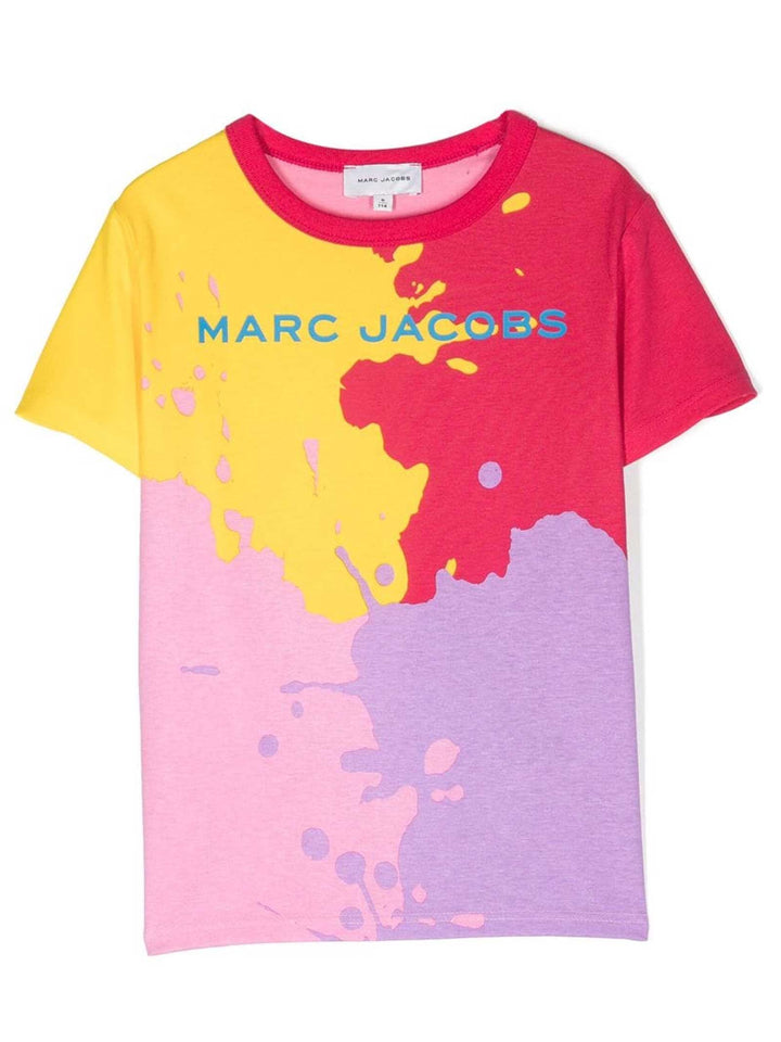 T-shirt multicolor bambina con logo stampato