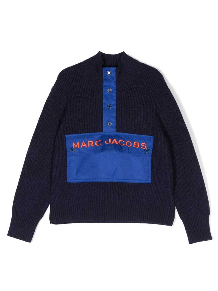 Maglione blu bambino con tasca frontale