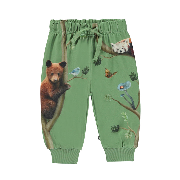 Pantalon de sport vert, avec imprimé devant et dos