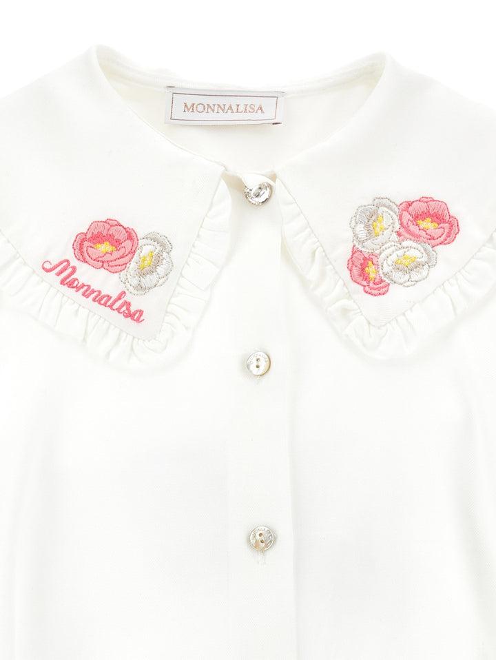 Camicia bianca bambina con ricami sul colletto