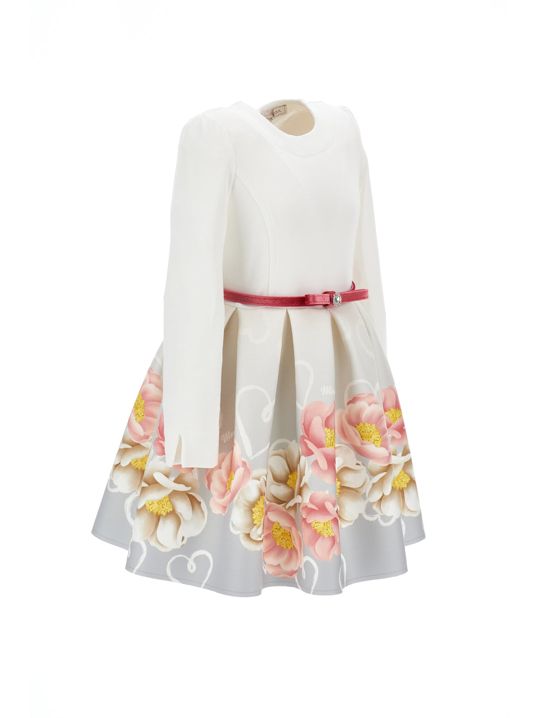 Robe fille opaque blanche et multicolore à imprimé fleuri