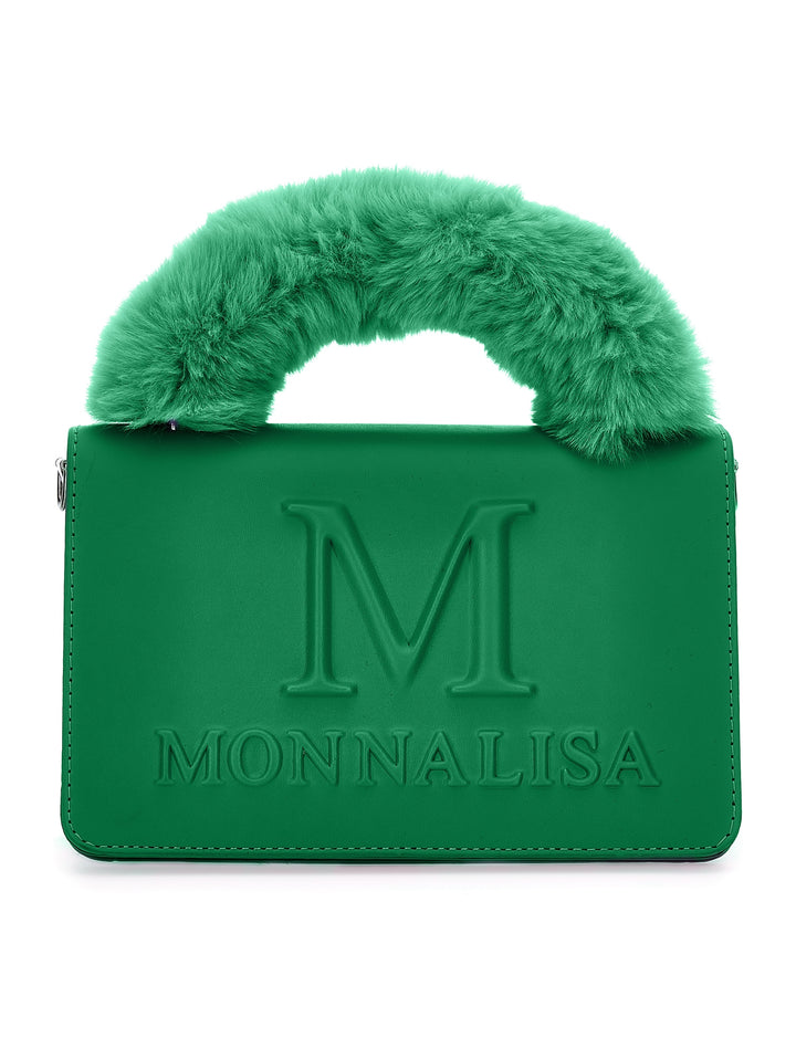 Sac bandoulière vert pour fille avec logo en relief