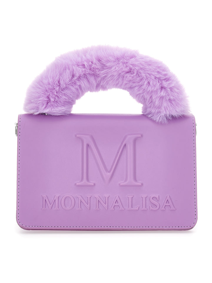 Sac bandoulière fille lilas avec logo embossé