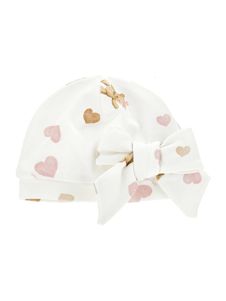 Bonnet bébé fille blanc avec imprimé