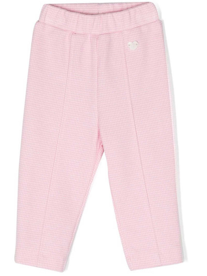 Pantaloni sportivi rosa neonata con applicazione