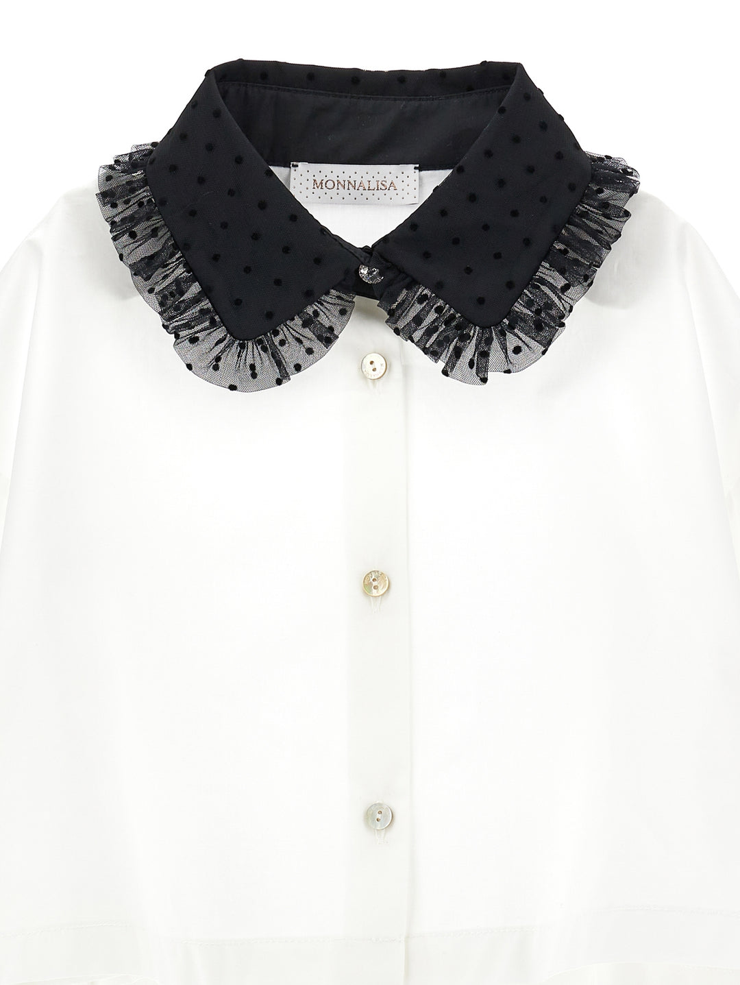 Camicia bianca con collo nero bambina