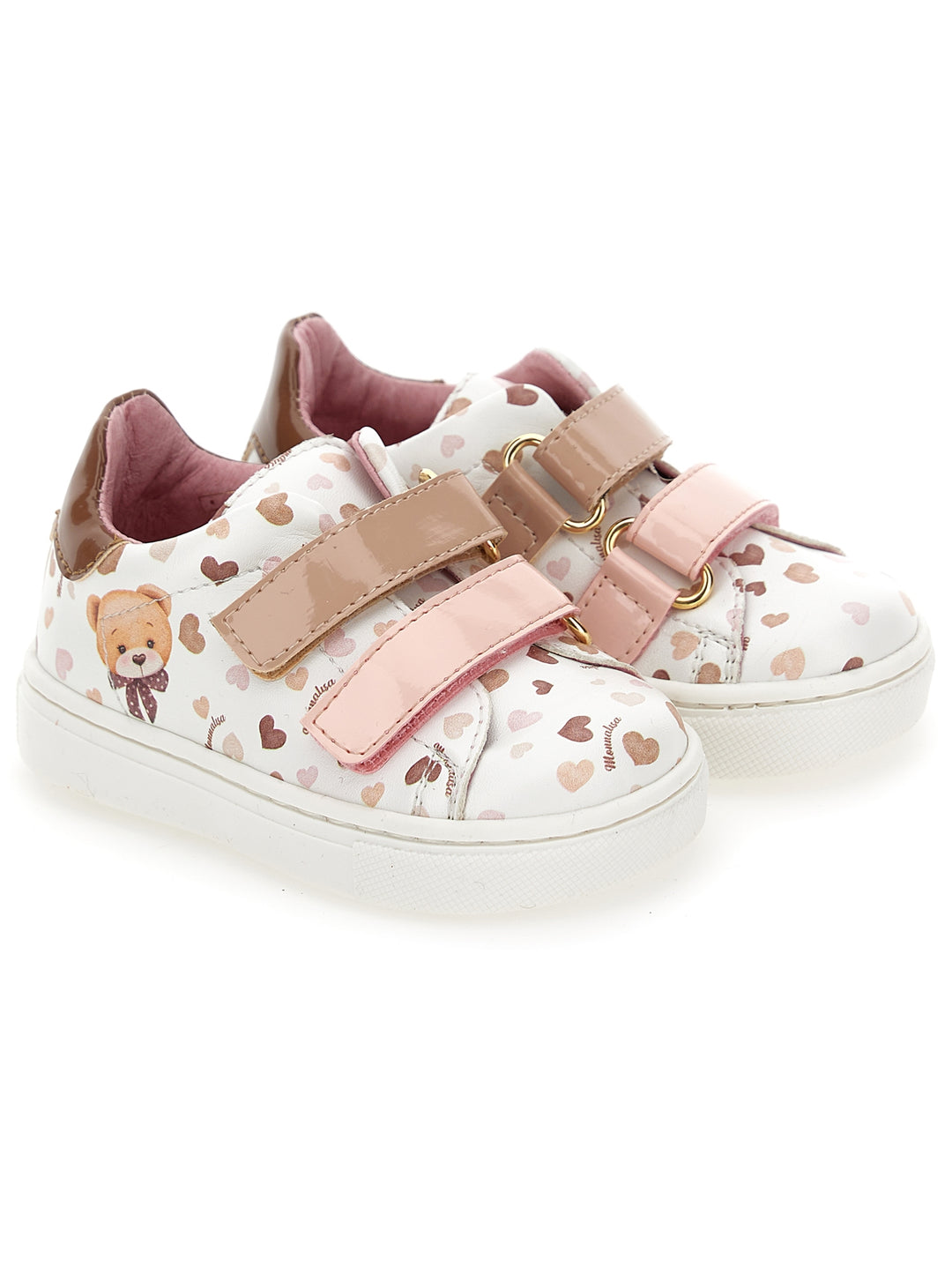 Sneakers bianche bambina con strappo e stampa multicolor