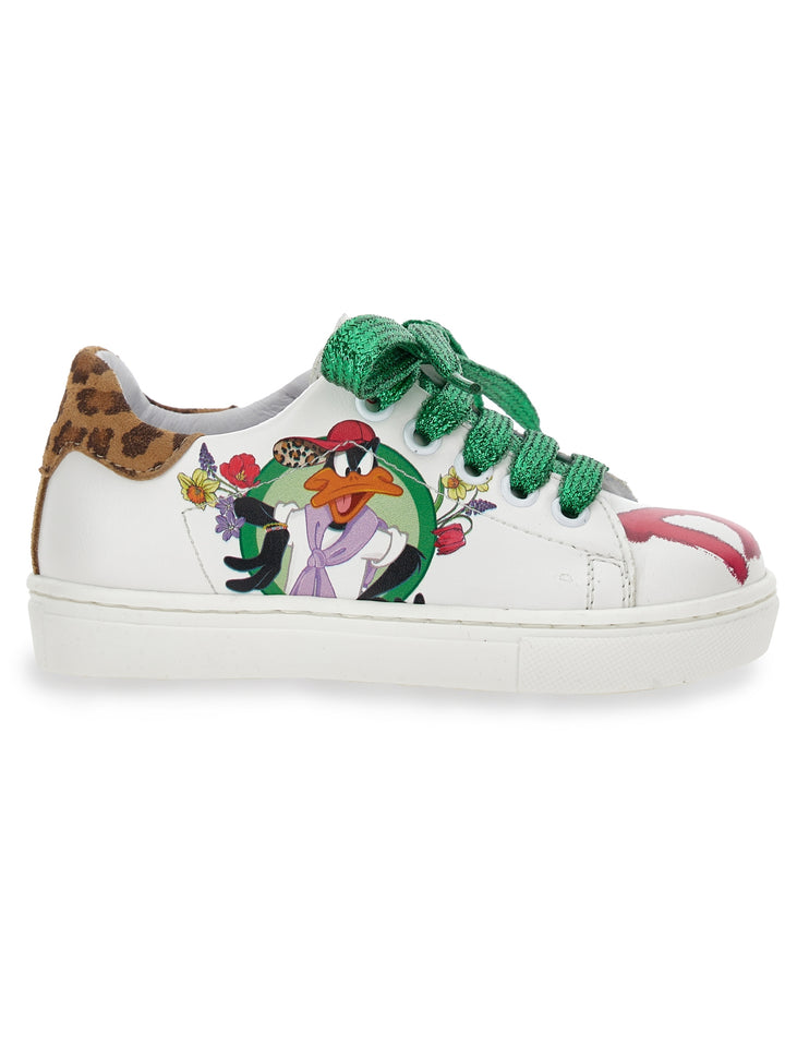 Sneakers bianche con stampa multicolor