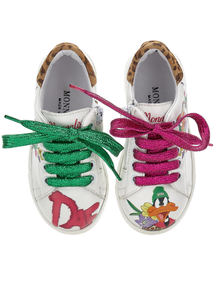 Sneakers bianche con stampa multicolor