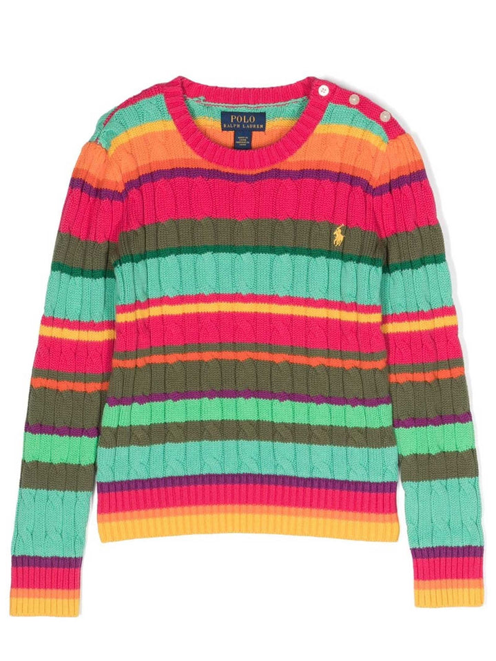 Maglione multicolor bambina con ricamo