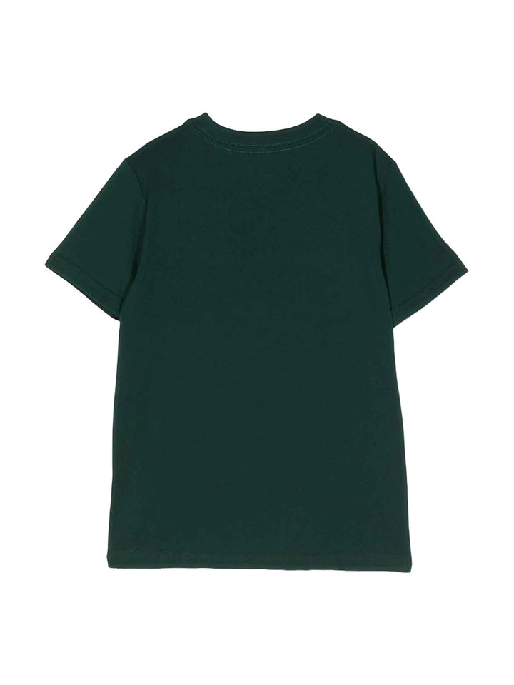 T-shirt verde bambino con ricamo