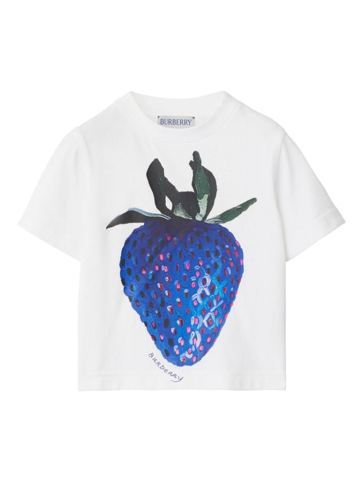 T-shirt bianca/blu neonata