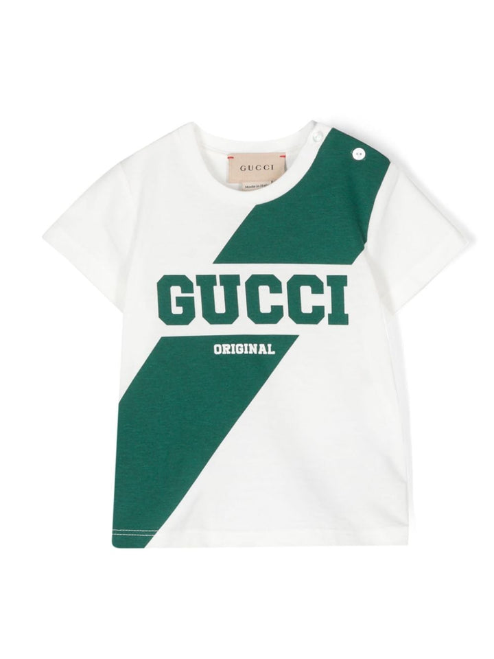 T-shirt bianco/verde neonato