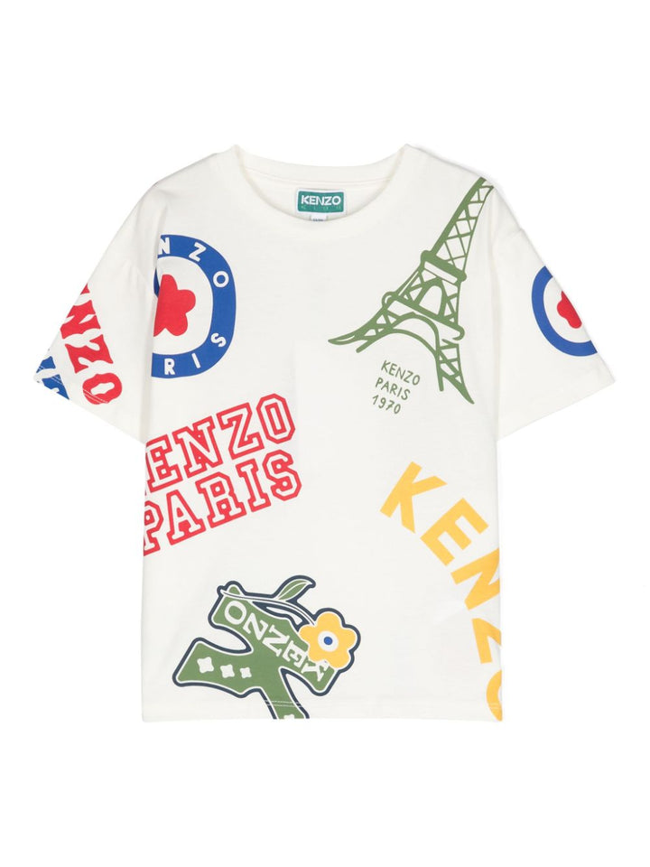 T-shirt bianco/multicolor bambino