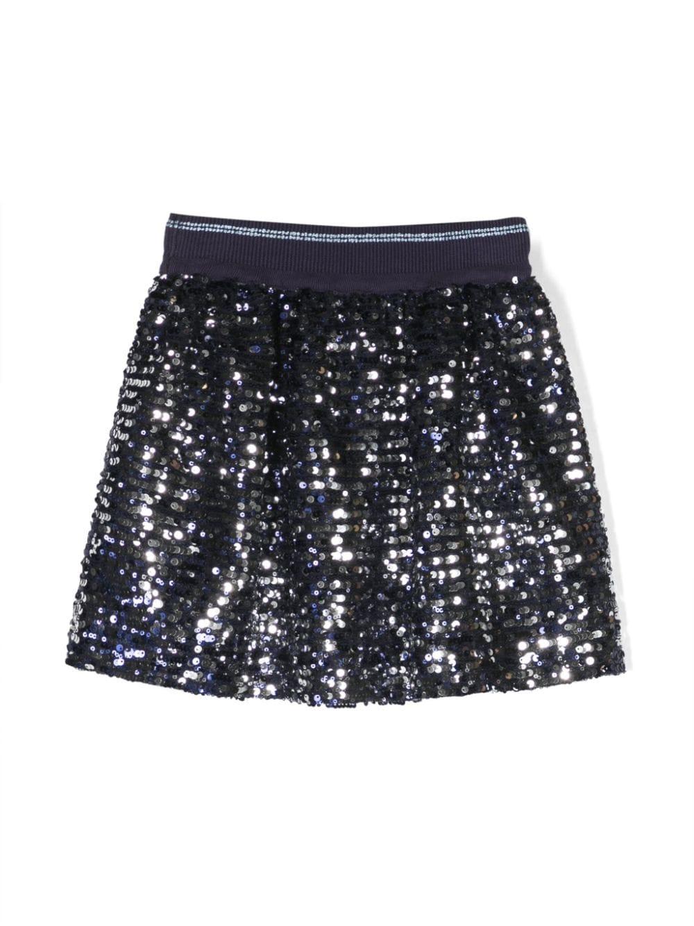 Gonna blu bambina,con dettaglio paillettes e vita elasticizzata