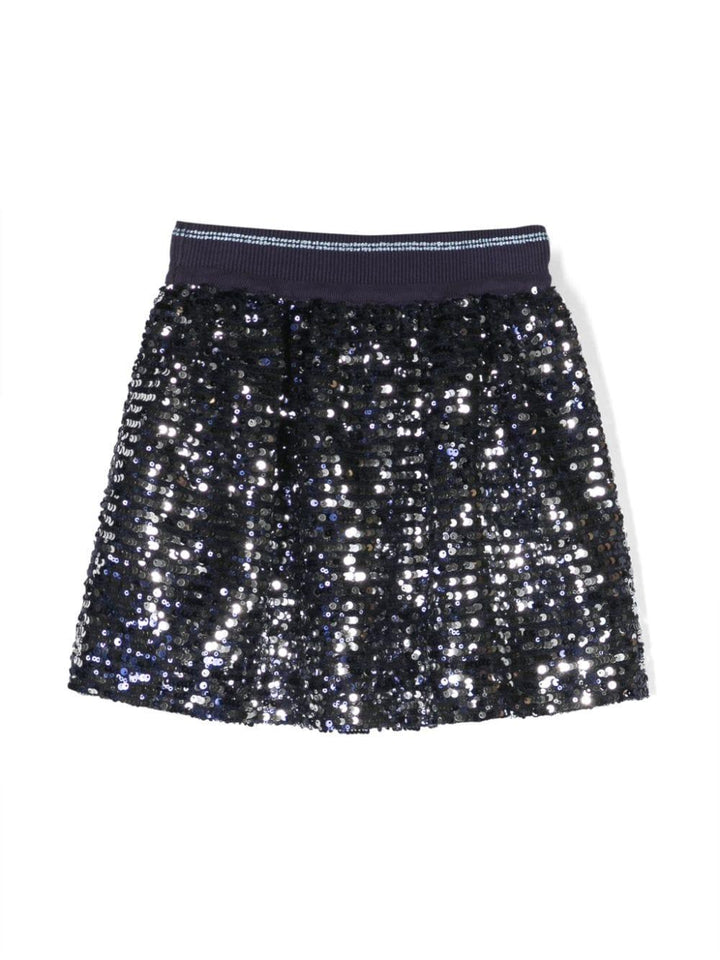 Gonna blu bambina,con dettaglio paillettes e vita elasticizzata