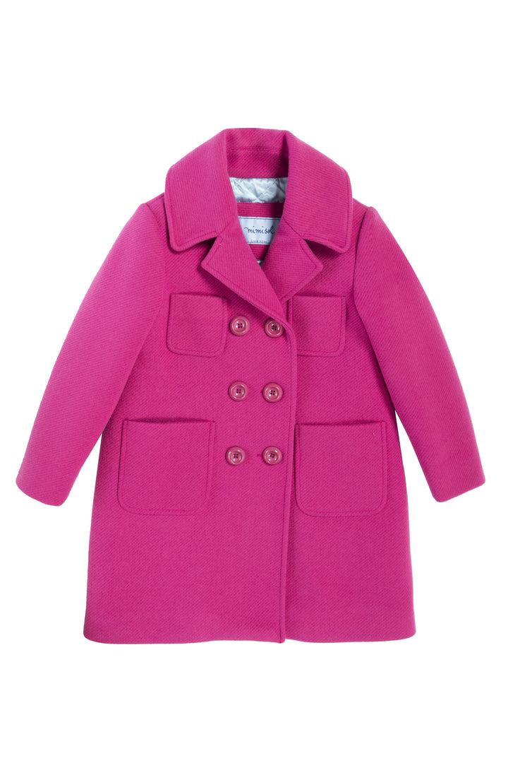 Cappotto fucsia bambina,con quattro tasche ,chiusura frontale con i bottoni