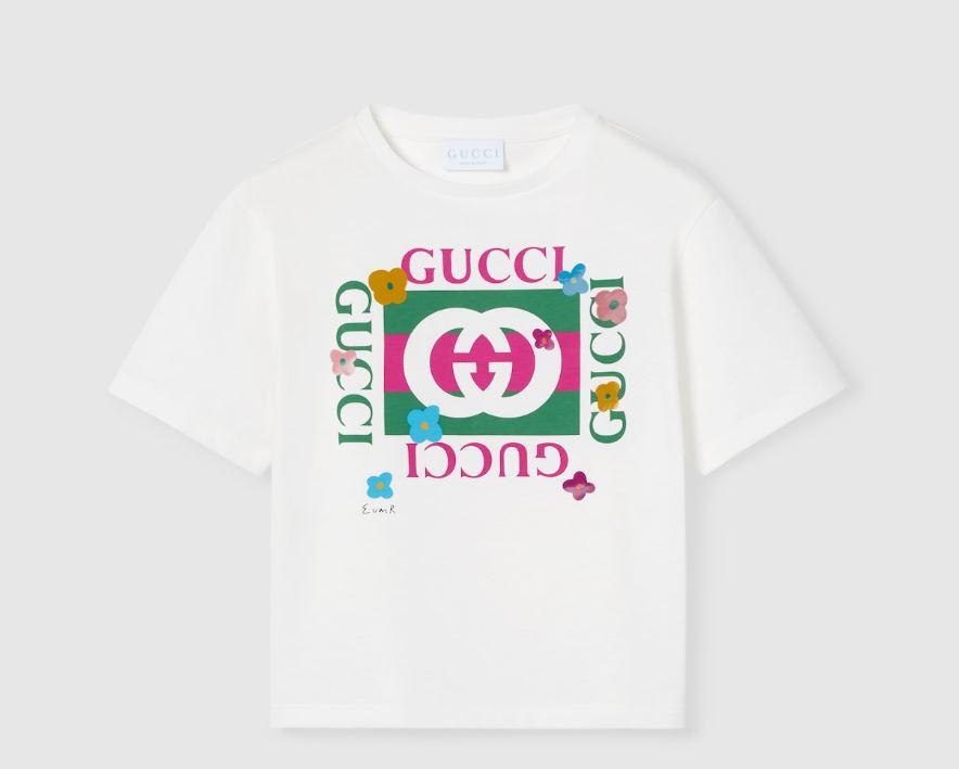 t-shirt bianca bambina 835229XJHFJ 9214 GUCCI KIDS 