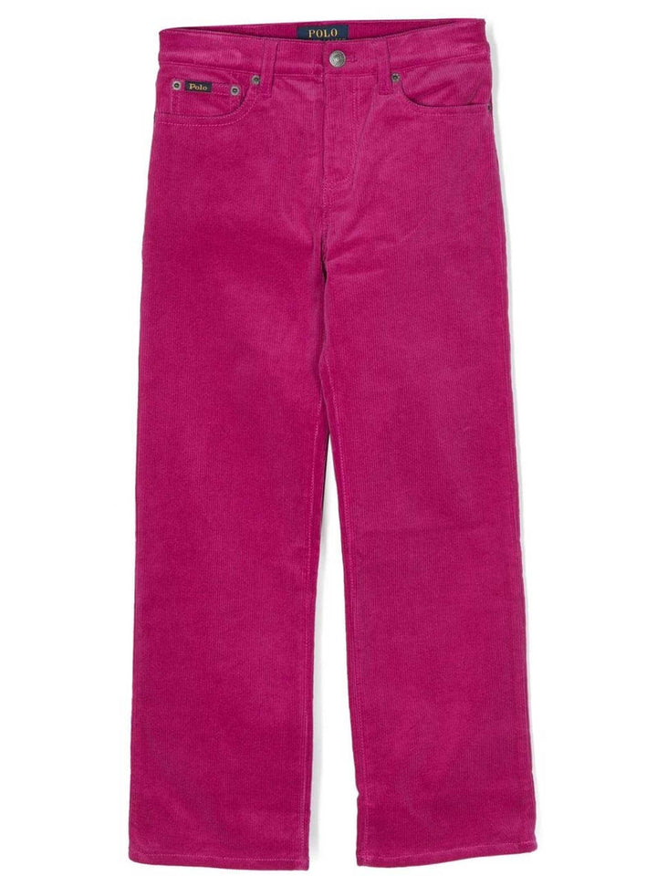 Pantaloni lampone bambina con logo