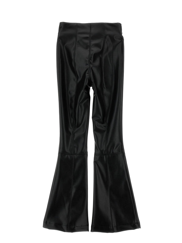 Pantaloni neri bambina in cotone con patch logo