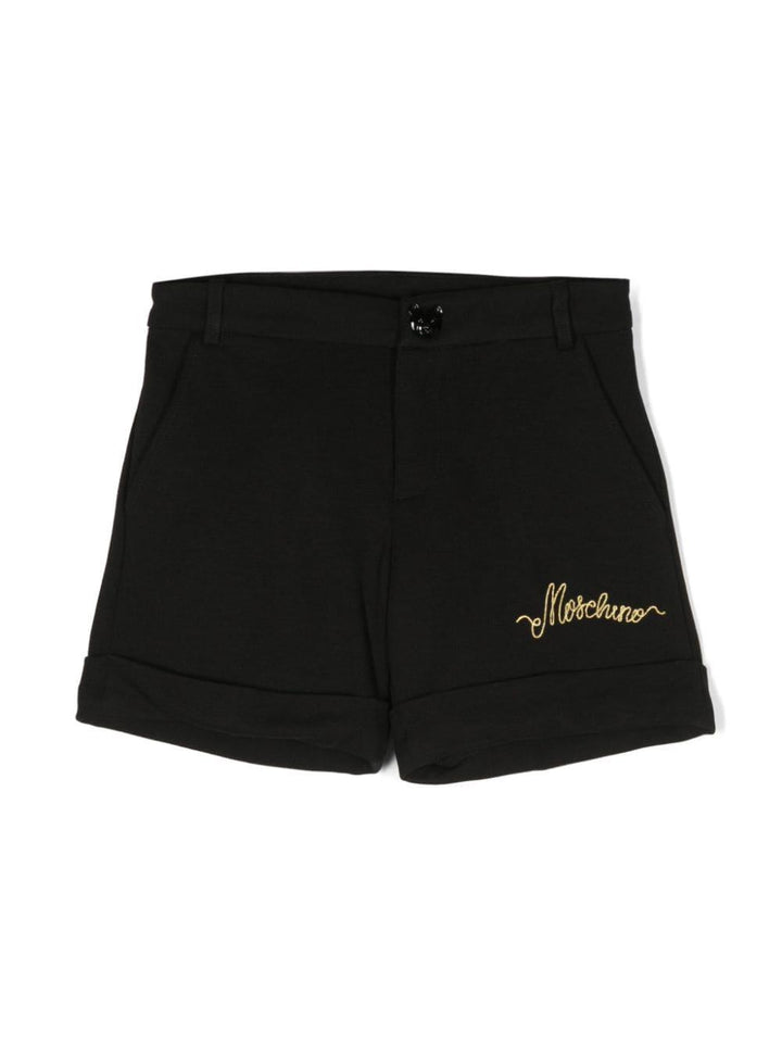 Shorts neri bambina con ricamo