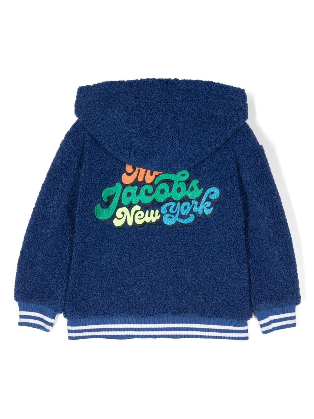 Felpa blu bambino con applicazioni , zip e cappuccio W25615 865 Marc Jacobs Kids 