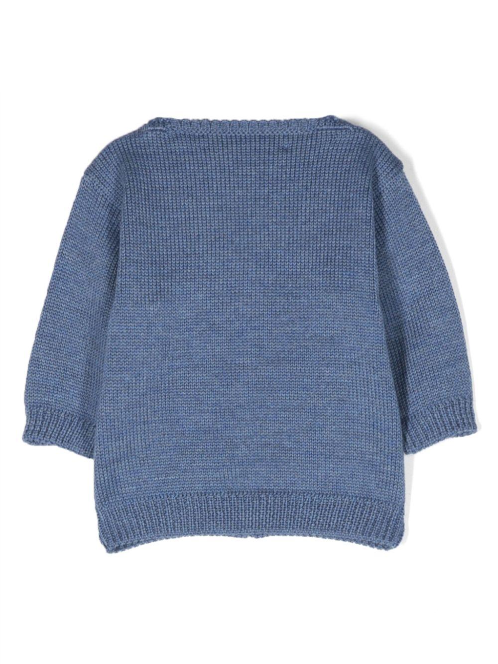Cardigan blu polvere neonato con pochette