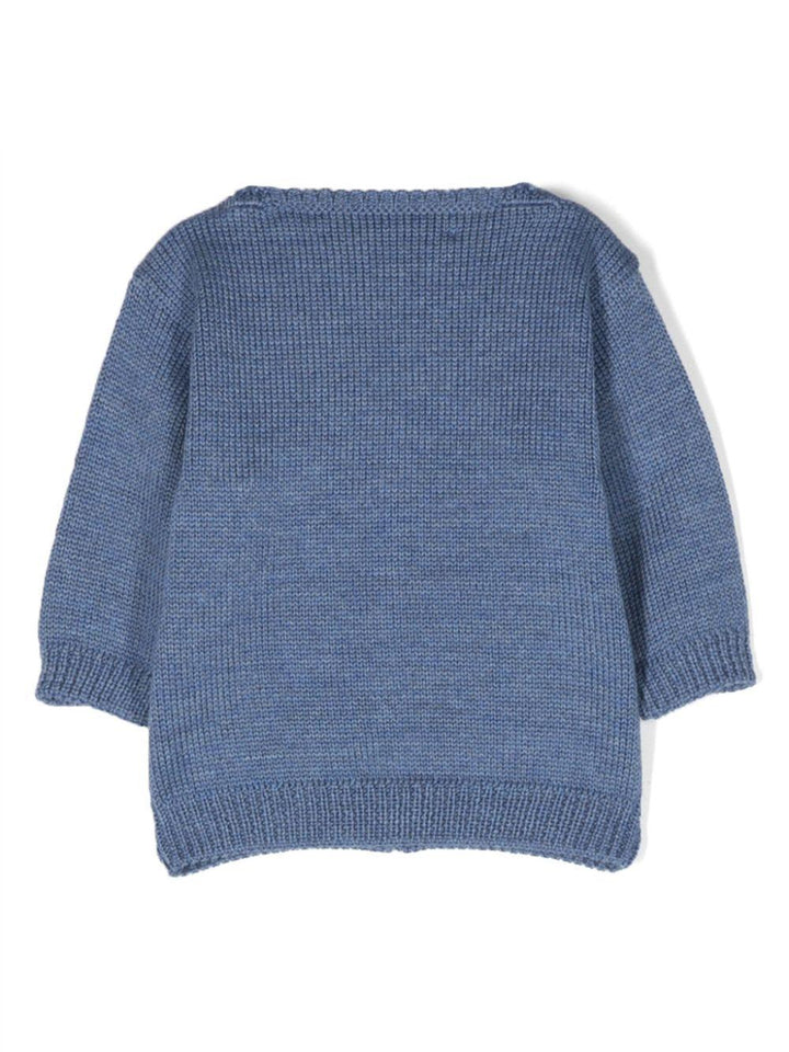 Cardigan blu polvere neonato con pochette