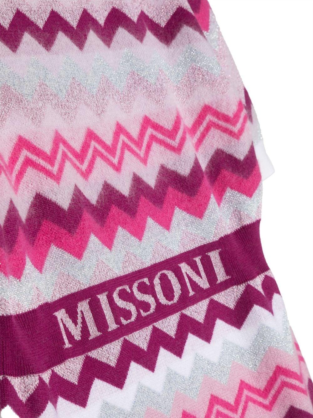 Abito rosa bambina con stampa a zigzag