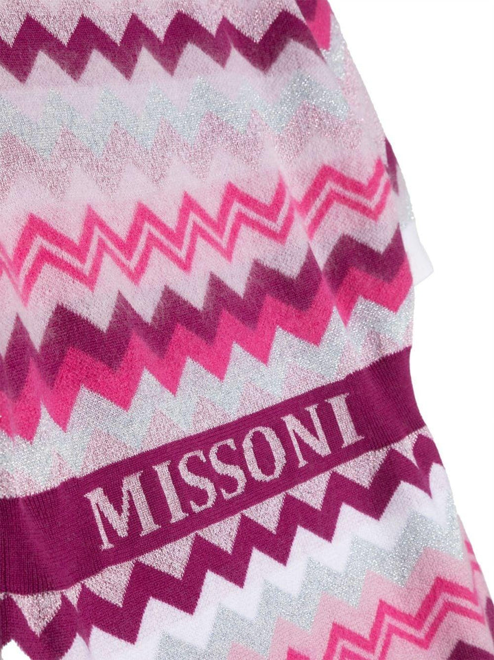 Abito rosa bambina con stampa a zigzag
