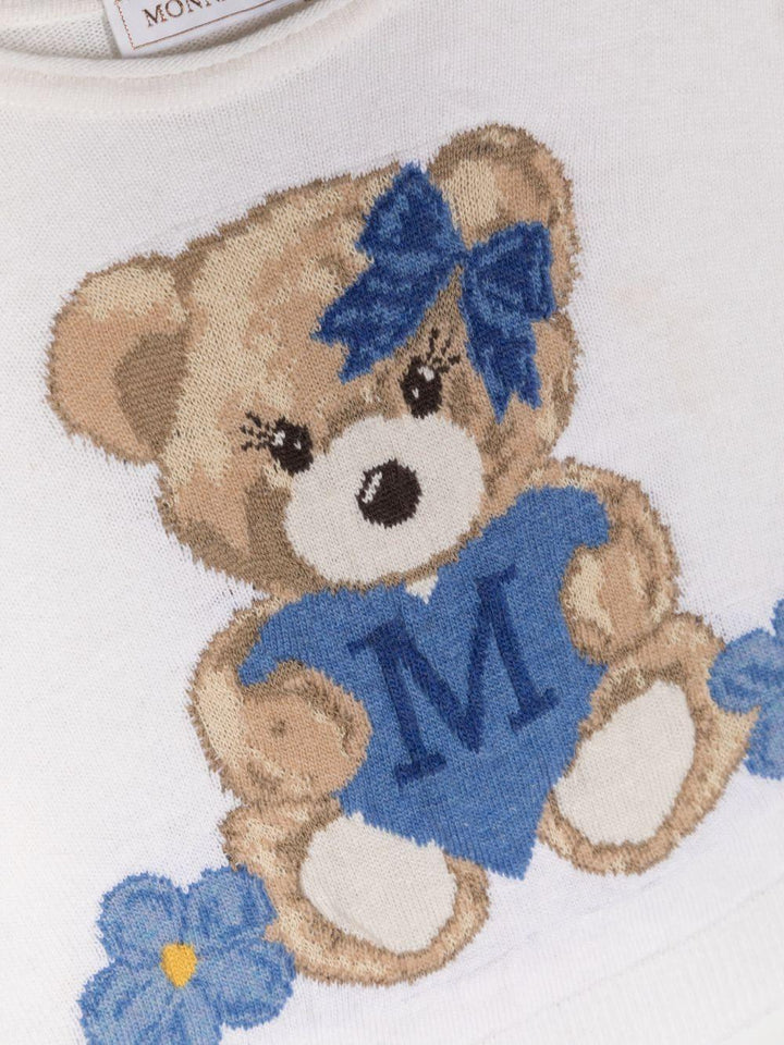 Maglia bianca bambina con ricamo multicolor