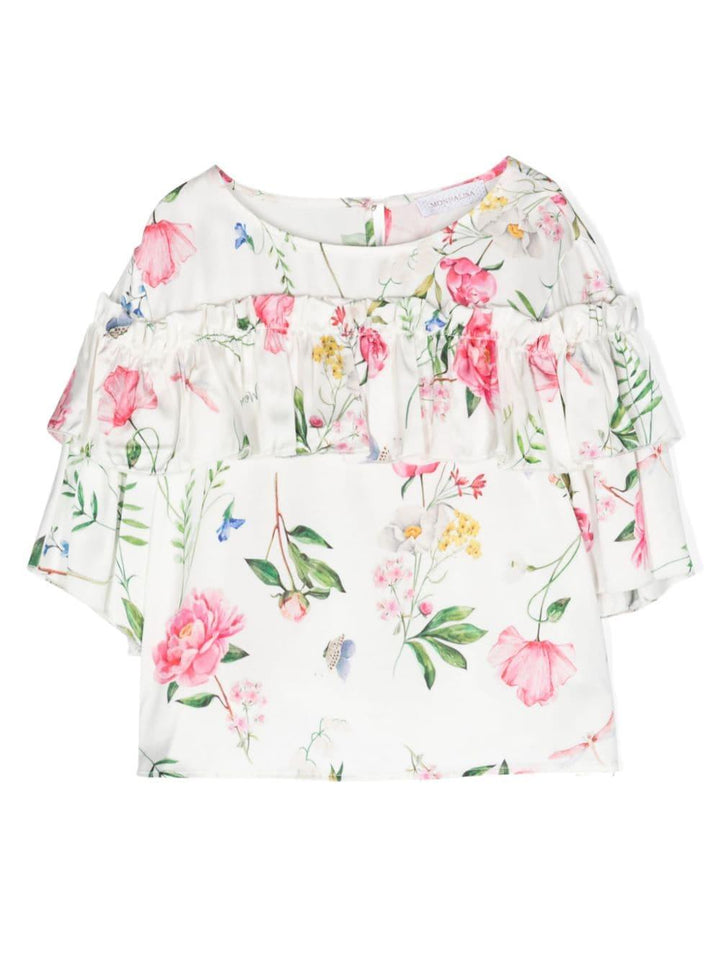Camicia bianca/multicolor bambina