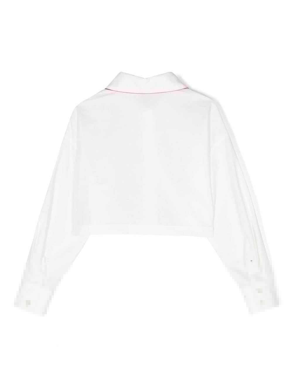 Camicia bianca con dettagli rosa bambina