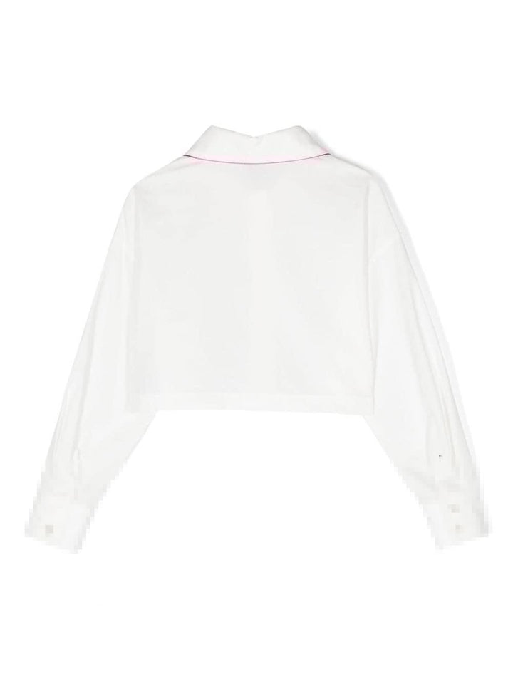 Camicia bianca con dettagli rosa bambina
