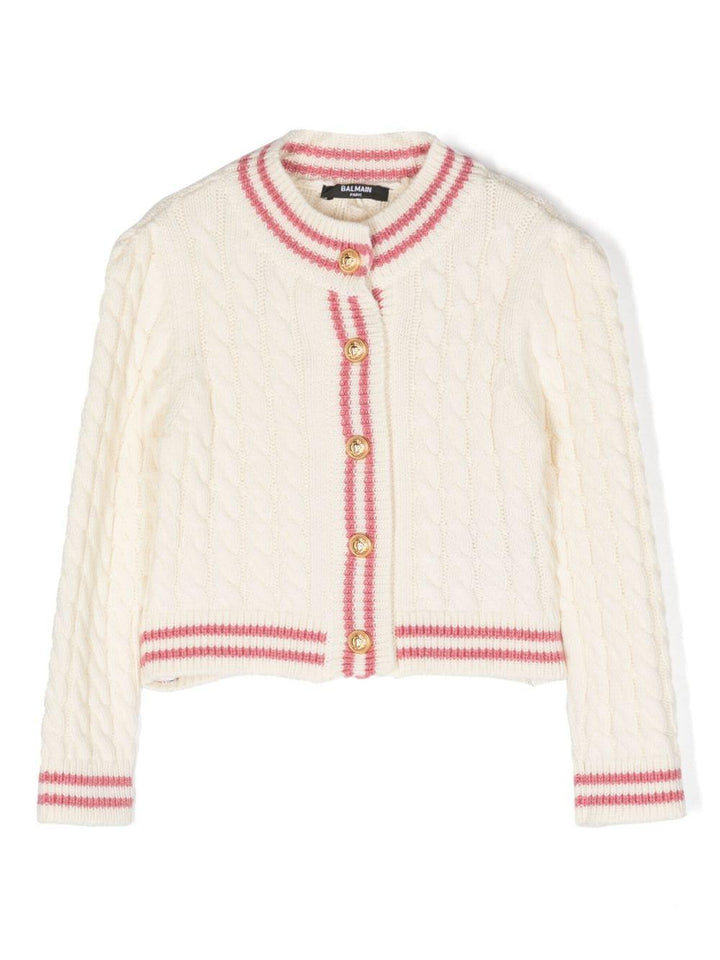 Cardigan avorio/rosa bambina