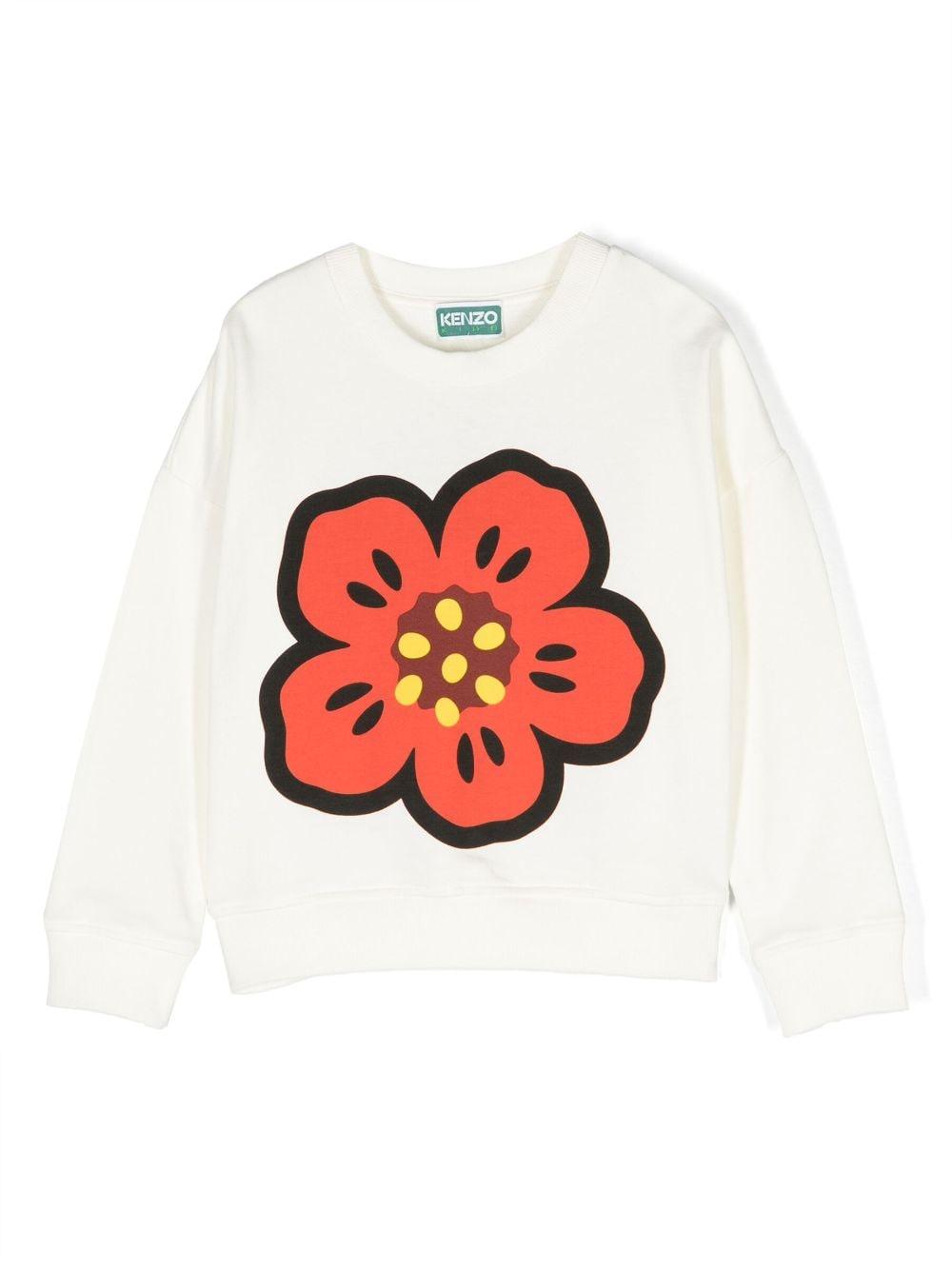 Felpa bianca bambina con stampa K15688 12P KENZO KIDS 