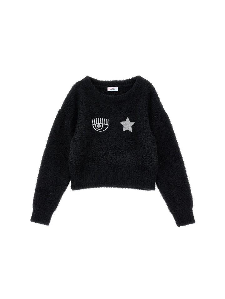 Maglia nera con applicazioni frontali